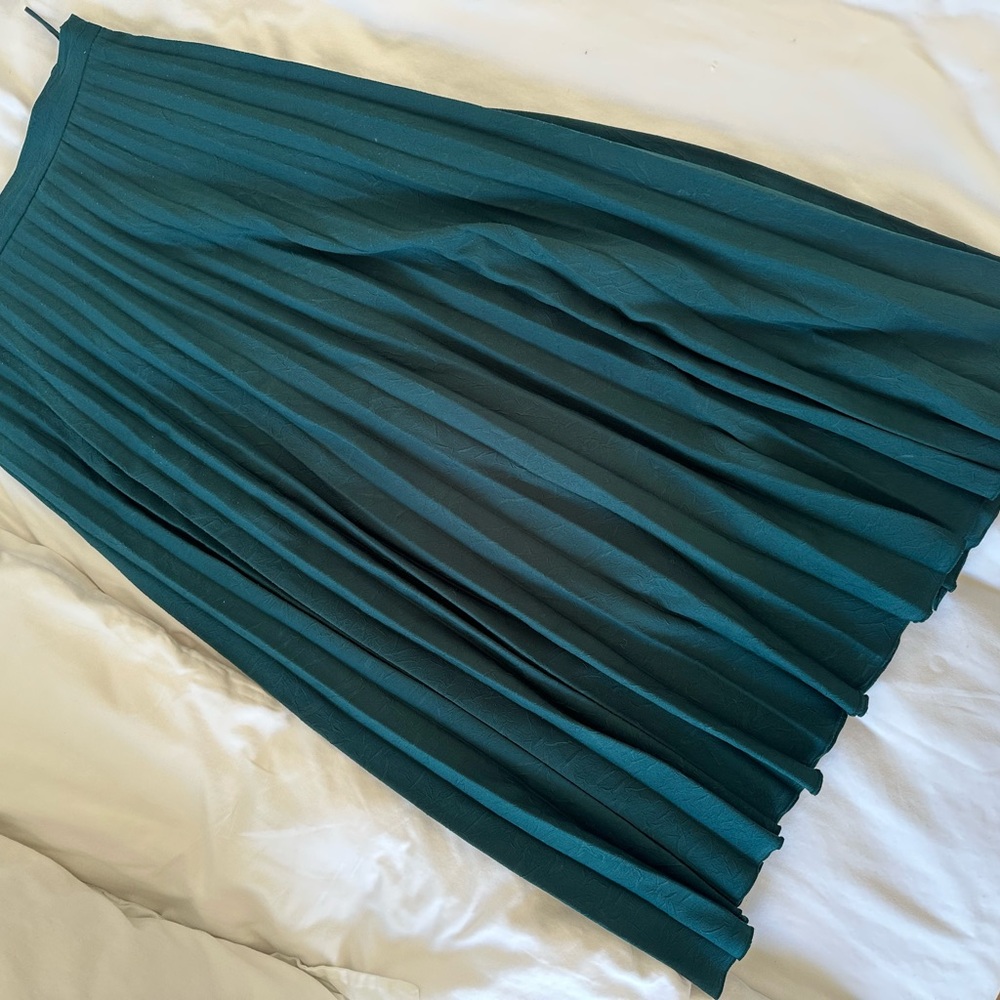 Mango Deep Teal A-Line Skirt